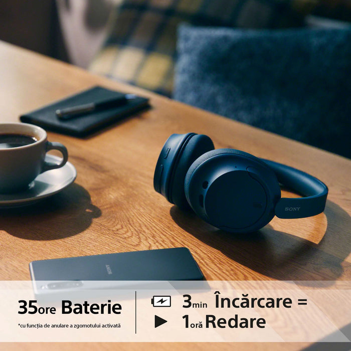 Casti SONY WH-CH720NL, Bluetooth, Over-Ear, Microfon, Noise Cancelling, albastru WALTI