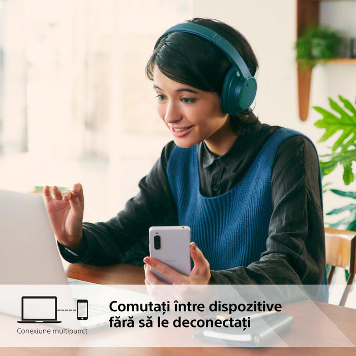 Casti SONY WH-CH720NL, Bluetooth, Over-Ear, Microfon, Noise Cancelling, albastru WALTI
