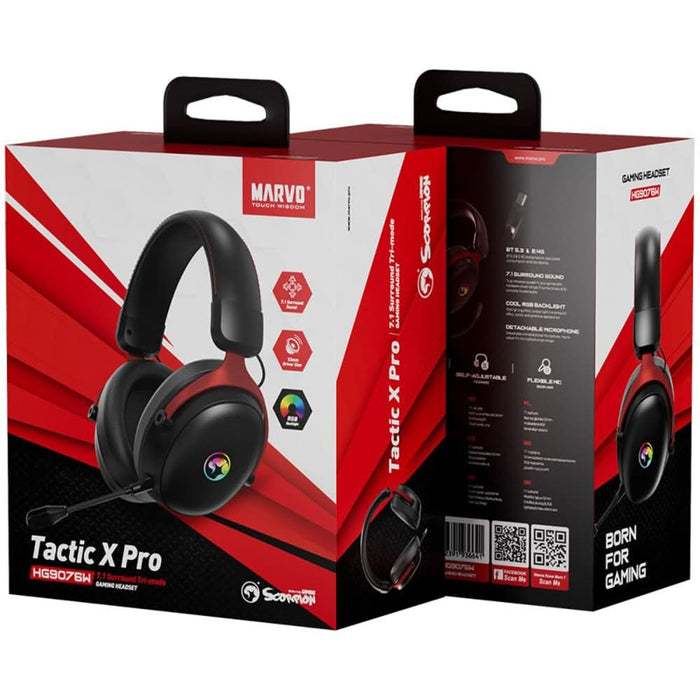 Casti Gaming Wireless MARVO HG9076W Tactic X Pro, multiplatforma, stereo, negru WALTI