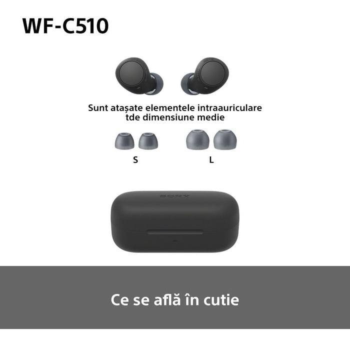 Casti SONY WF-C510, True Wireless, Bluetooth, In-ear, Microfon, Conexiune multipunct, negru WALTI