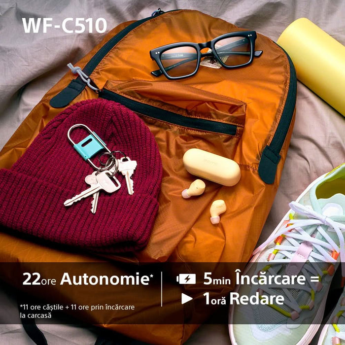 Casti SONY WF-C510, True Wireless, Bluetooth, In-ear, Microfon, Conexiune multipunct, albastru WALTI
