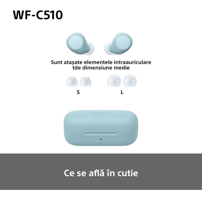 Casti SONY WF-C510, True Wireless, Bluetooth, In-ear, Microfon, Conexiune multipunct, albastru WALTI