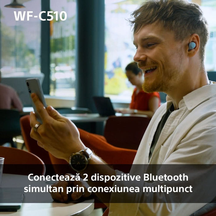 Casti SONY WF-C510, True Wireless, Bluetooth, In-ear, Microfon, Conexiune multipunct, alb WALTI