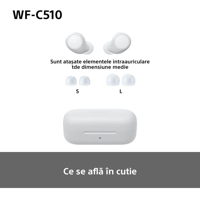 Casti SONY WF-C510, True Wireless, Bluetooth, In-ear, Microfon, Conexiune multipunct, alb WALTI