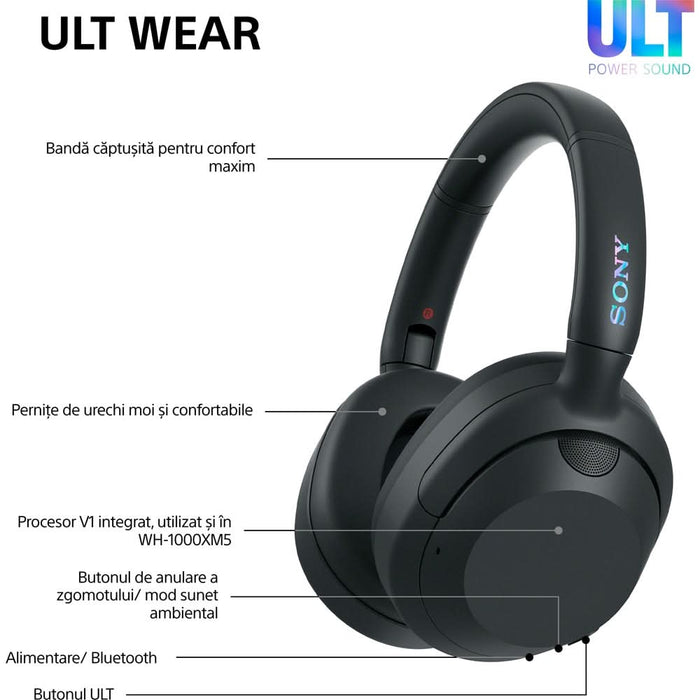 Casti SONY ULT WEAR WH-ULT900NB, Bluetooth, Over-ear, Microfon, Noise Cancelling, Black WALTI