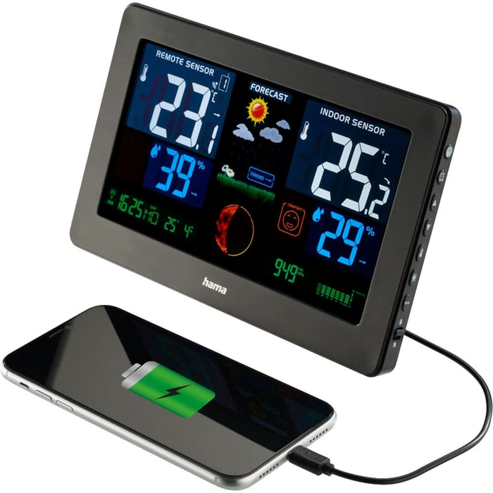 Statie meteo HAMA Premium, incarcare USB, negru WALTI