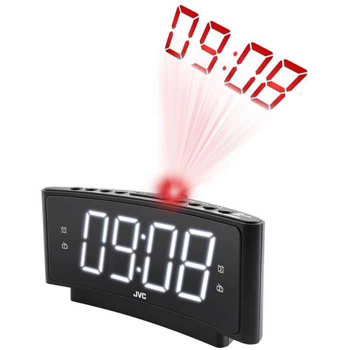 Radio cu ceas JVC RA-E314B, proiectie, FM, negru WALTI