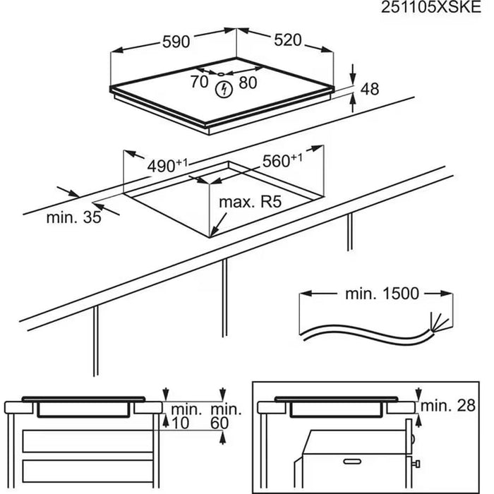 Plita incorporabila ELECTROLUX CIB60420CL, Inductie, 4 arzatoare, Touch Control, negru - WALTI WALTI