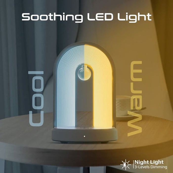 Lampa de birou cu LED PROMATE Globe-Qi, 15W, boxa bluetooth, incarcator wireless, alb WALTI