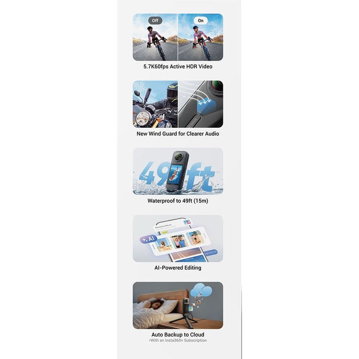 Camera video sport INSTA360 X5 Essentials Bundle, 8K, Wi-Fi, Bluetooth, negru - WALTI WALTI