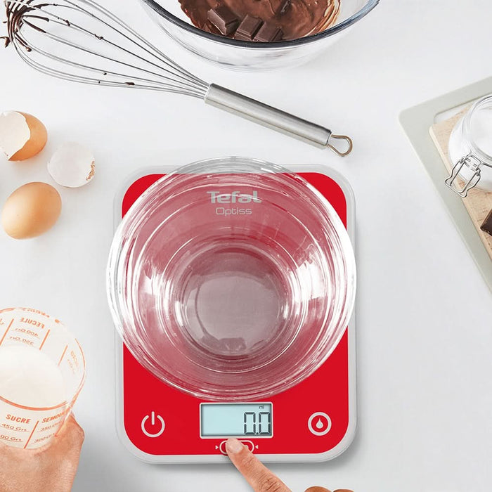 Cantar de bucatarie TEFAL Optiss BC50U3V0, 5kg, rosu-alb WALTI