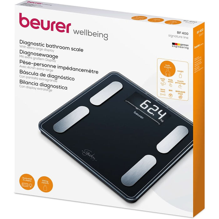 Cantar corporal BEURER BF 400, 200kg, electronic, sticla securizata, negru WALTI