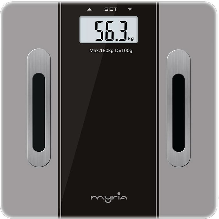 Cantar corporal MYRIA MY4900BK, 180kg, electronic, sticla securizata, argintiu WALTI
