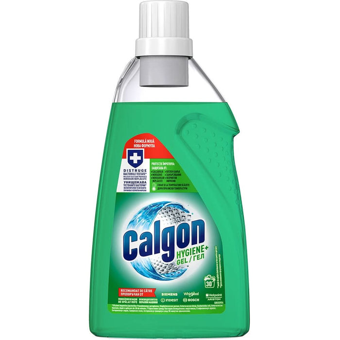 Solutie gel anticalcar cu rol antibacterian pentru masina de spalat Calgon Hygiene+, 1.5 l, 30 spalari WALTI