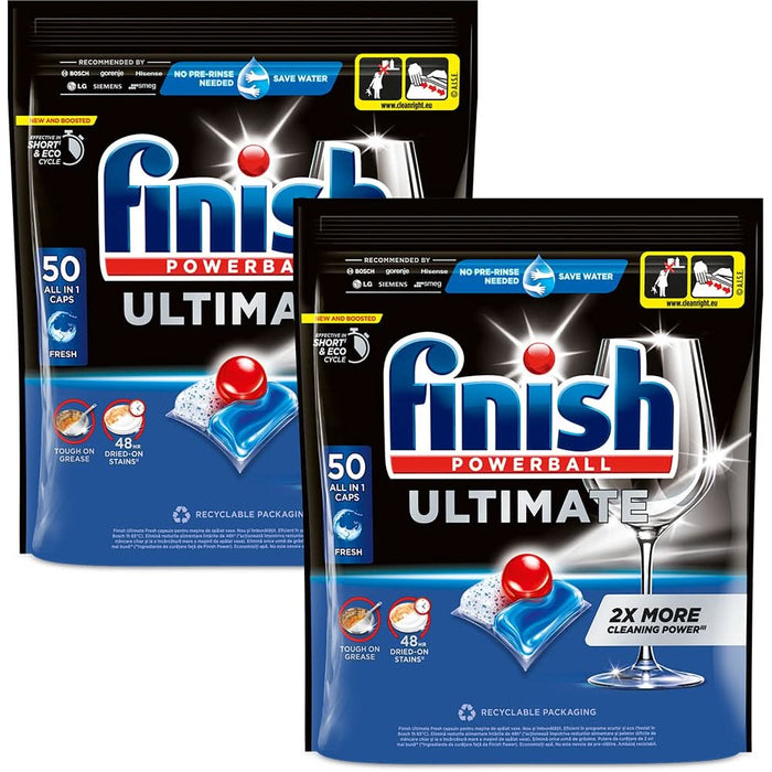 Detergent pentru masina de spalat vase FINISH Ultimate All In 1, 2 x 50 tablete WALTI