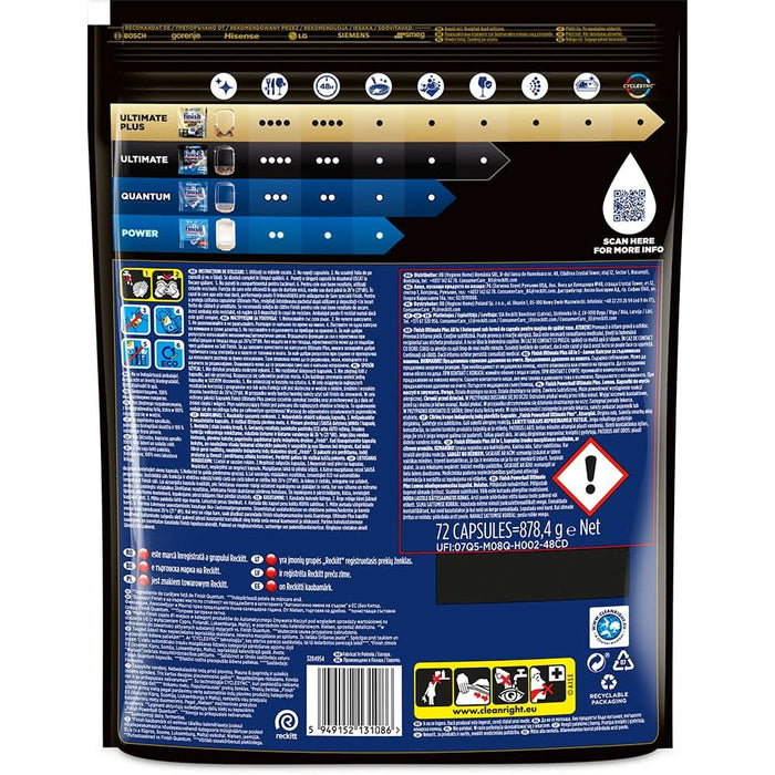 Detergent pentru masina de spalat vase FINISH Ultimate Plus Lemon, 72 capsule WALTI