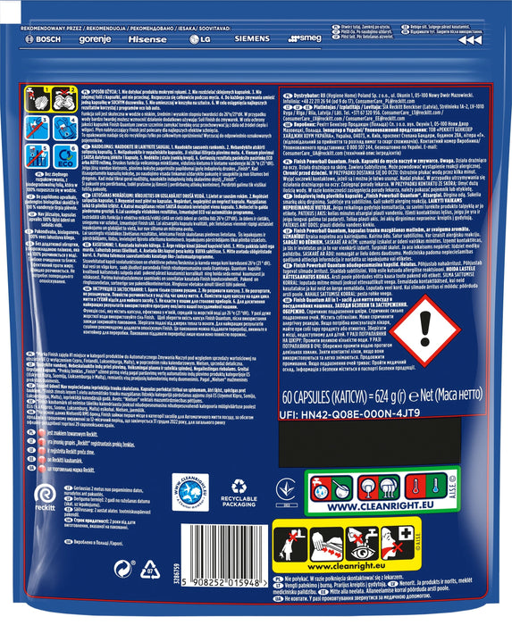 Detergent pentru masina de spalat vase FINISH Quantum, 60 tablete WALTI