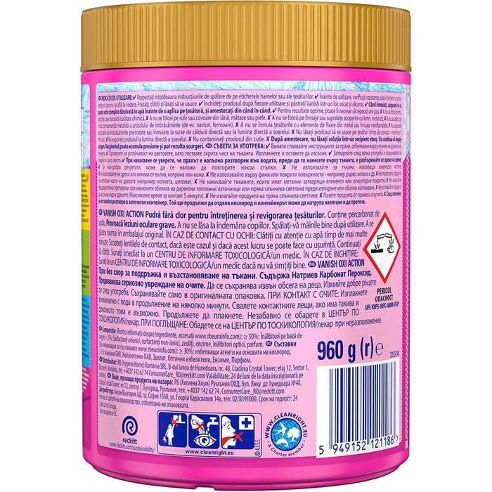 Pudra pentru indepartarea petelor VANISH Oxi Action, haine colorate, 960g WALTI