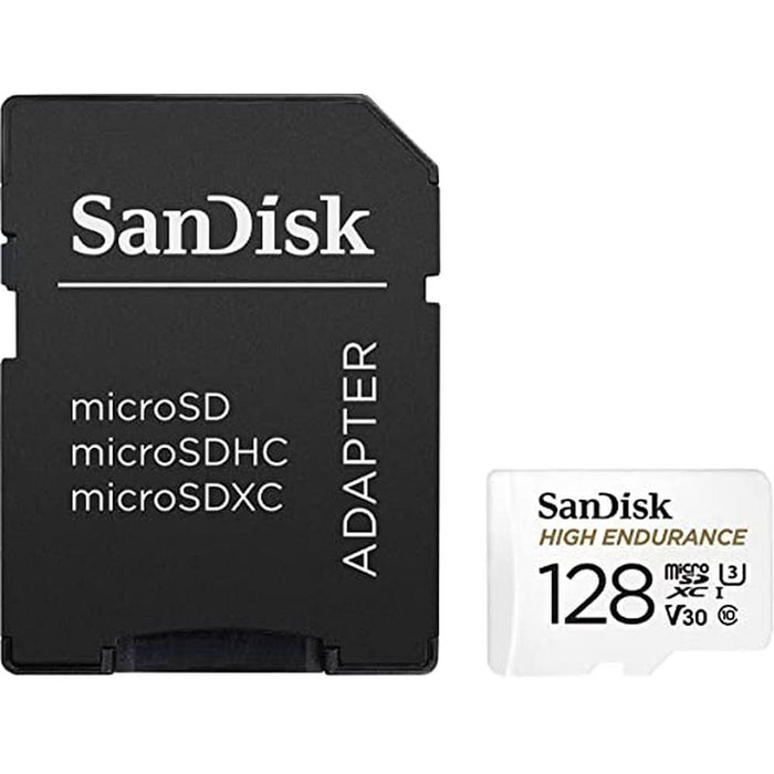 Card de memorie SANDISK High Endurance, microSDXC, 128GB, 100MB/s, clasa 10/U3/V30, UHS-I, adaptor WALTI