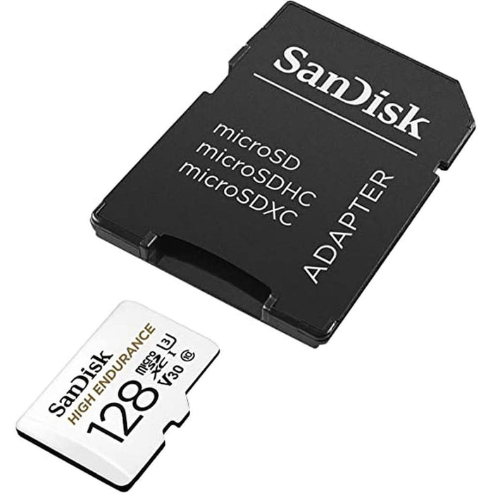 Card de memorie SANDISK High Endurance, microSDXC, 128GB, 100MB/s, clasa 10/U3/V30, UHS-I, adaptor WALTI