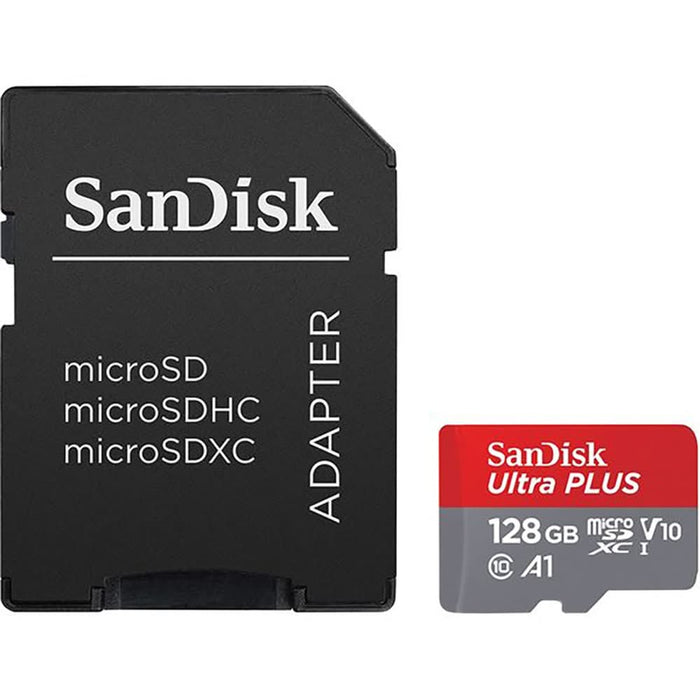 Card de memorie SANDISK Ultra Plus microSDXC, 128GB, 150MB/s, clasa 10/U1/A1, UHS-I, adaptor WALTI