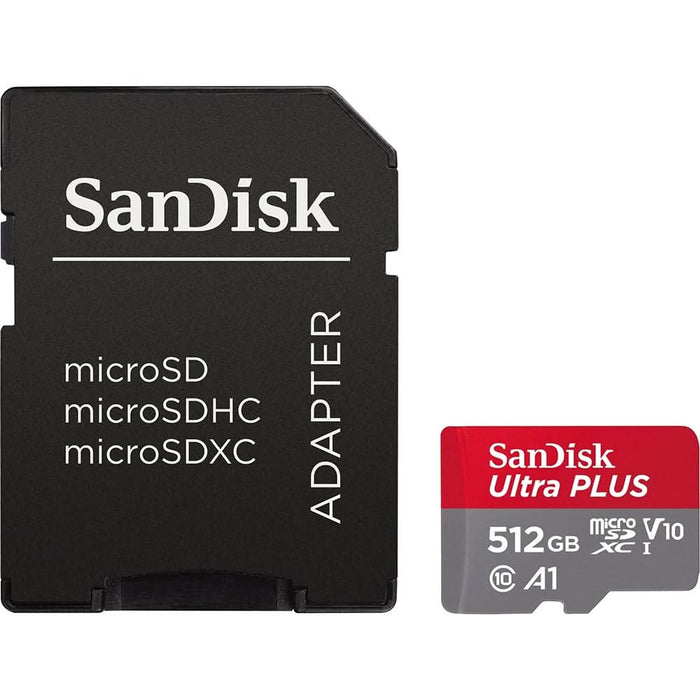 Card de memorie SANDISK Ultra Plus microSDXC, 512GB, 150MB/s, clasa 10/U1/A1, UHS-I, adaptor WALTI