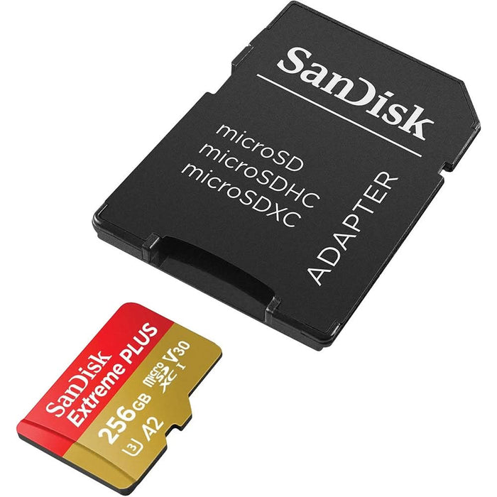 Card de memorie SANDISK Extreme Plus microSDXC UHS-I, 256GB, 200MB/s, C10, U3, V30, A2, adaptor WALTI