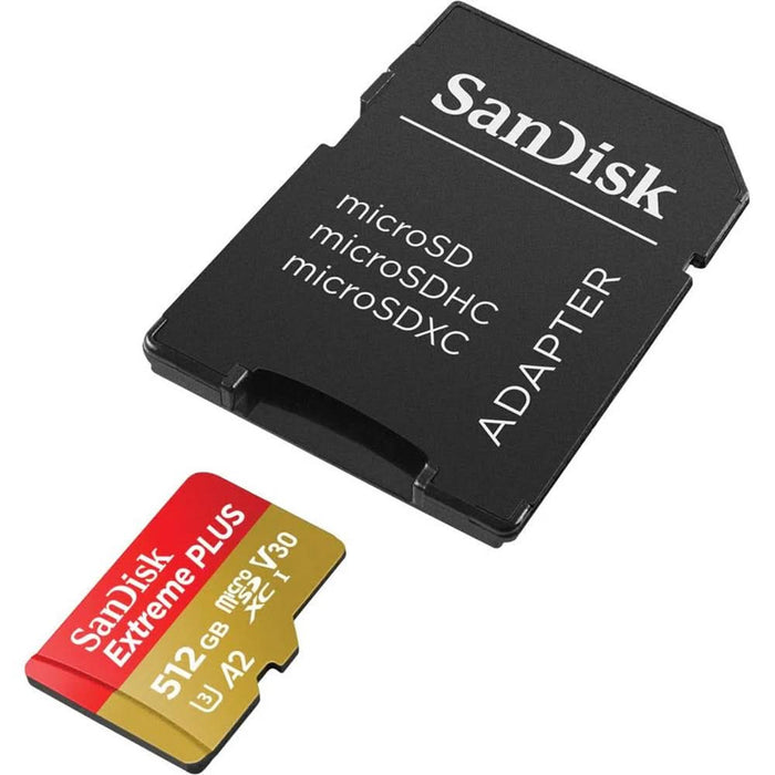 Card de memorie SANDISK Extreme Plus microSDXC UHS-I, 512GB, 200MB/s, C10, U3, V30, A2, adaptor WALTI