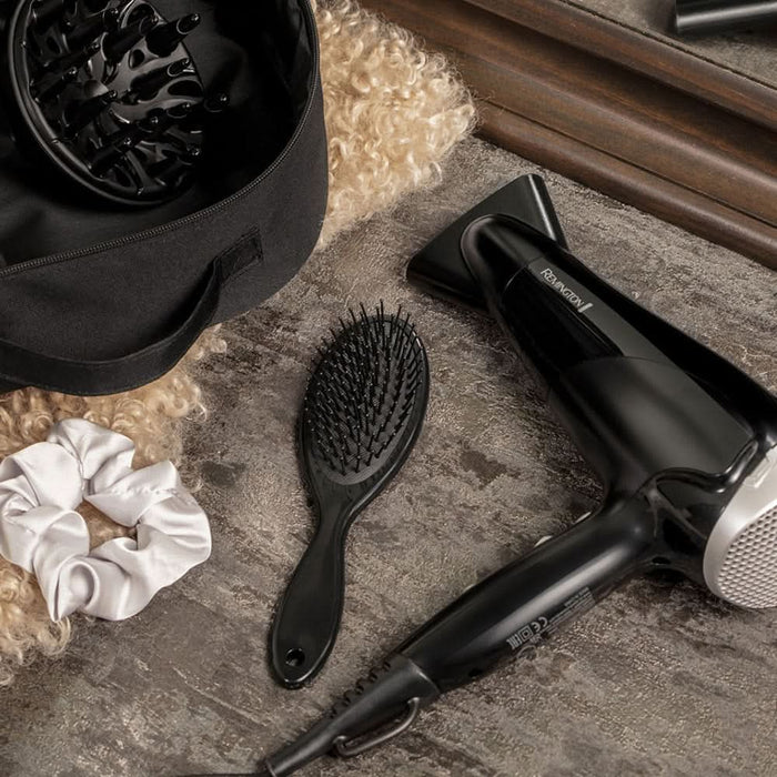 Set REMINGTON Style Edition D3171GP: Uscator de par, 2200W, negru + Perie WALTI