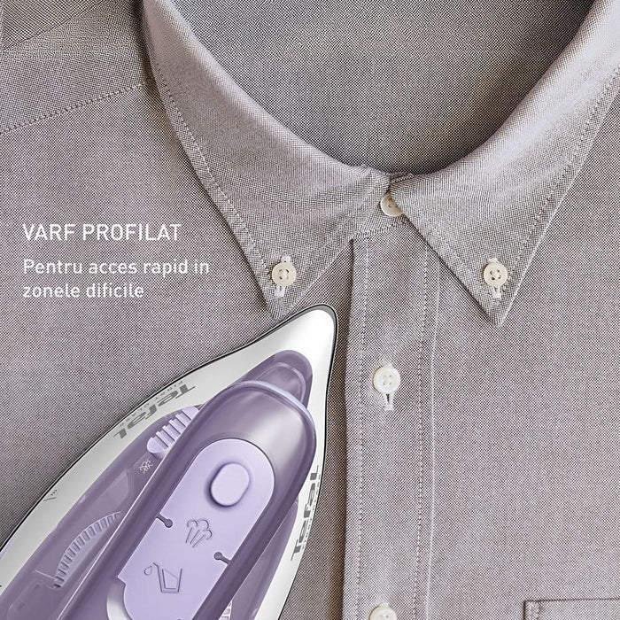 Fier de calcat TEFAL First Class DB1612E0, 1000W, 45g/min, talpa Microsteam 200, alb-violet WALTI