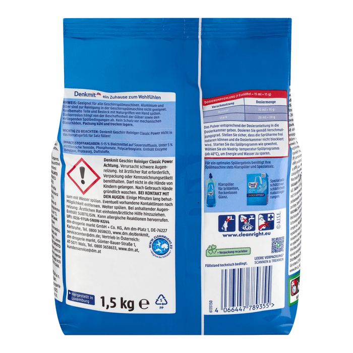 Denkmit Detergent pudră pentru mașina de spălat vase, 1,5 Kg WALTI