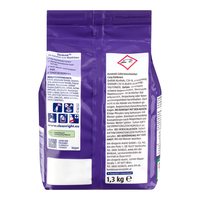 Denkmit Detergent pudră pentru rufe colorate Cosy Embrace, 20 spălări, 1,3 Kg WALTI