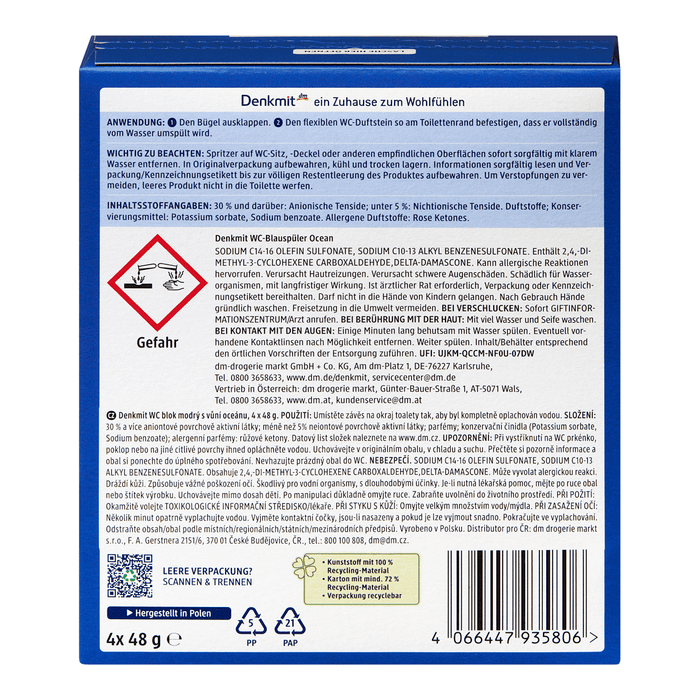 Denkmit Tablete parfumate pentru WC Ocean, 4 buc WALTI