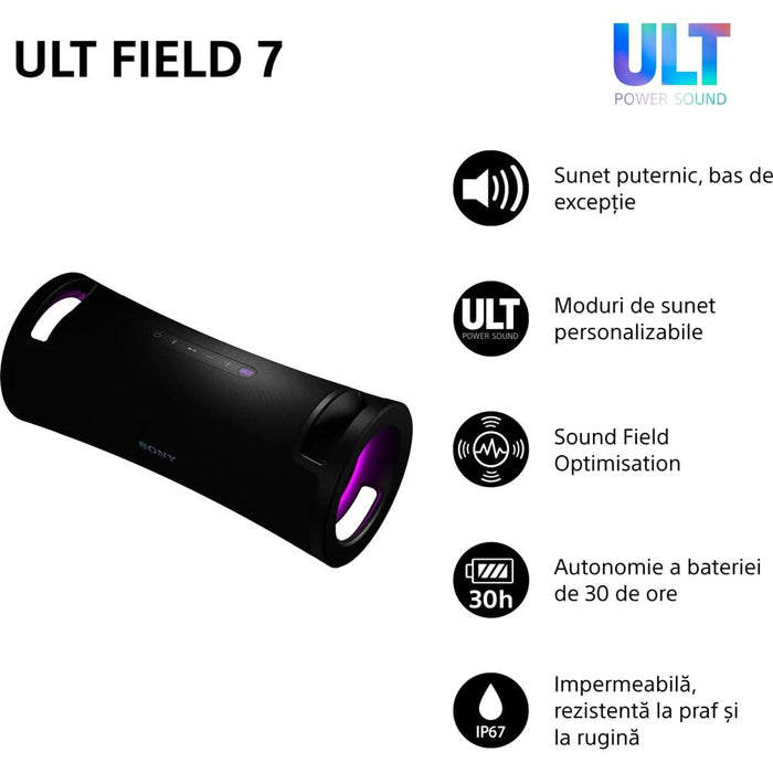Boxa portabila SONY ULT FIELD 7 SRS-ULT70B, Bluetooth, IP67, Black WALTI
