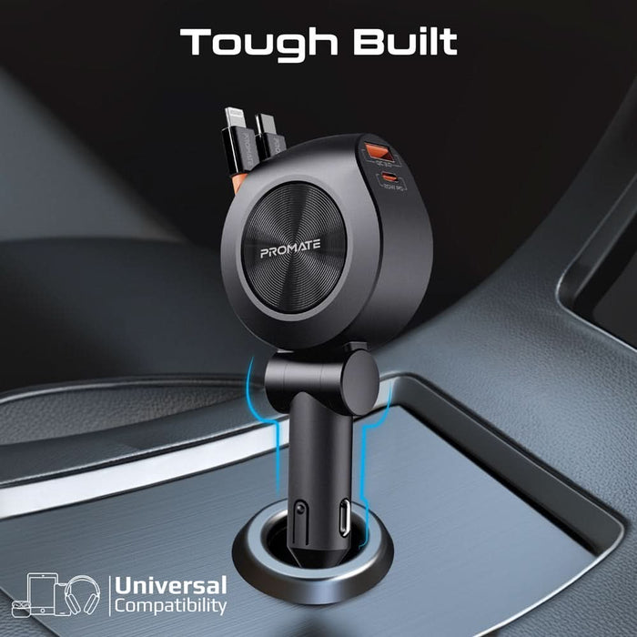 Incarcator auto PROMATE DriveGear-R2, 2x USB-C, 1x USB-A, Power delivery (PD) 30W + 20W, negru WALTI