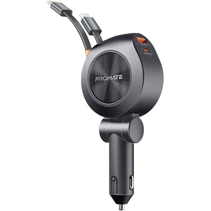 Incarcator auto PROMATE DriveGear-R2, 2x USB-C, 1x USB-A, Power delivery (PD) 30W + 20W, negru WALTI