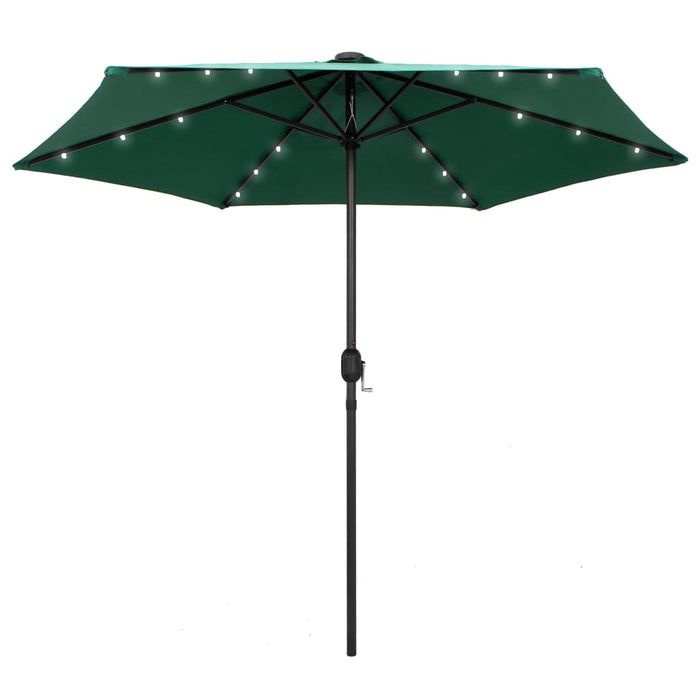 Umbrelă de soare cu lumini LED și stâlp de aluminiu 270 cm Verde - WALTI WALTI