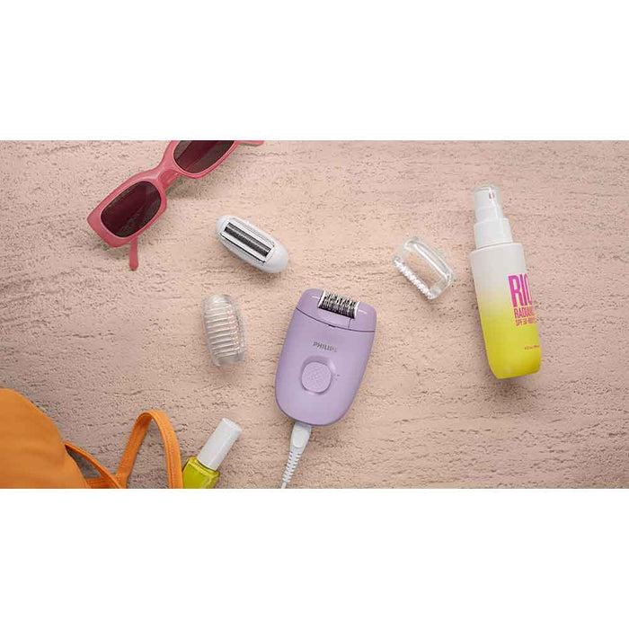 Epilator PHILIPS Seria 2000 BRE237/00, 1 viteza, 2 accesorii, retea, lila WALTI