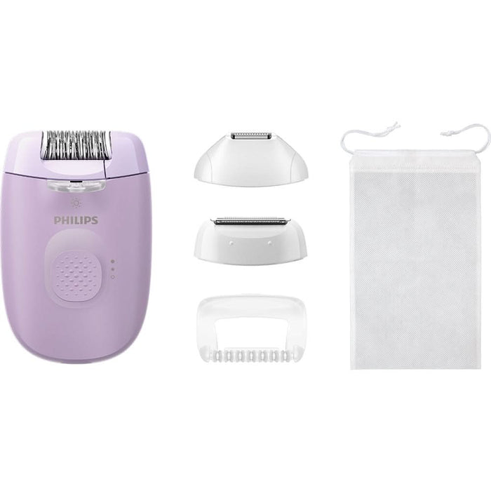 Epilator PHILIPS Seria 4000 BRE257/00, 2 viteze, 4 accesorii, retea, lila WALTI