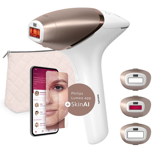 Epilator IPL PHILIPS Lumea Series 9900 BRI973/00, 450.000 de impulsuri, 3 accesorii, senzor SmartSkin, acumulator, roz - WALTI WALTI