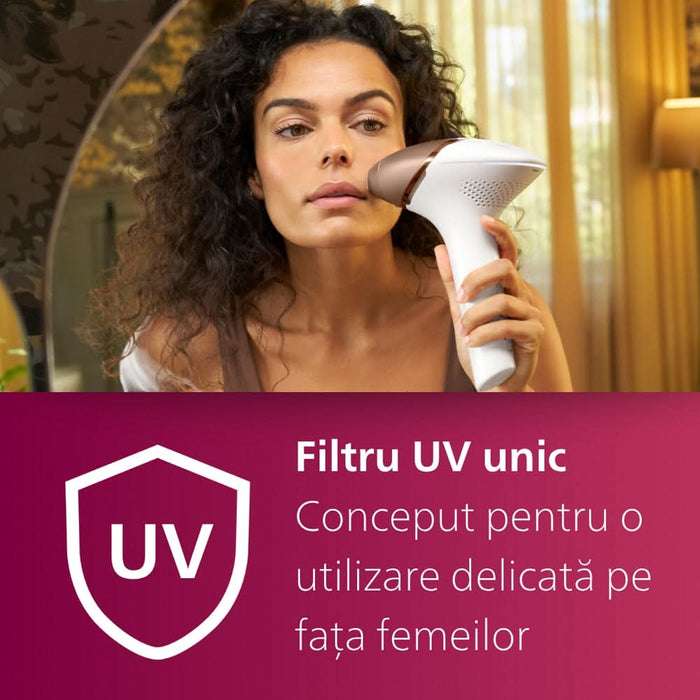Epilator IPL PHILIPS Lumea Series 9900 BRI973/00, 450.000 de impulsuri, 3 accesorii, senzor SmartSkin, acumulator, roz WALTI