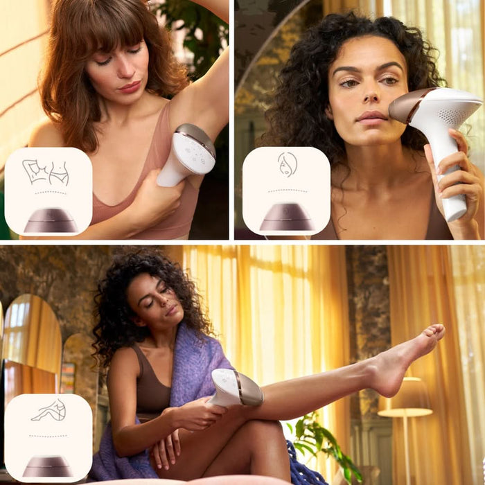 Epilator IPL PHILIPS Lumea Series 9900 BRI973/00, 450.000 de impulsuri, 3 accesorii, senzor SmartSkin, acumulator, roz WALTI