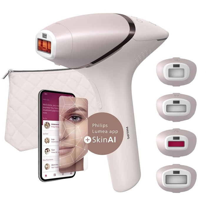 Epilator IPL PHILIPS Lumea Series 9900 BRI976/00, 450.000 de impulsuri, 4 accesorii, Senzor SmartSkin, acumulator, roz WALTI