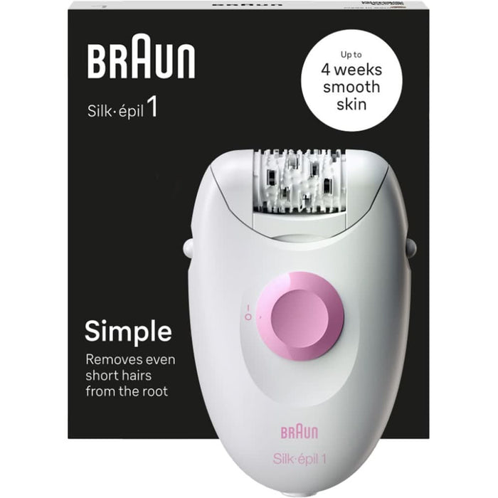 Epilator BRAUN Silk-epil 1 SE1-010, 20 pensete, 1 viteza, retea, alb-roz WALTI