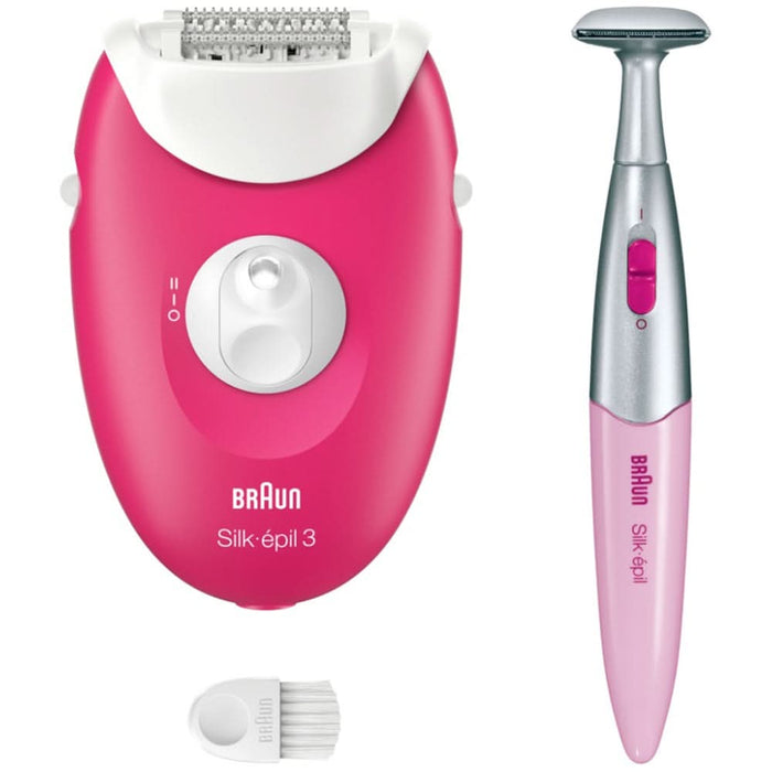 Epilator BRAUN SE3-202 Silk-epil 3, 20 pensete, 2 viteze, 1 accesoriu, SmartLight, retea, roz WALTI