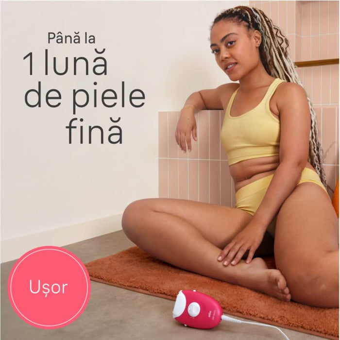 Epilator BRAUN SE3-202 Silk-epil 3, 20 pensete, 2 viteze, 1 accesoriu, SmartLight, retea, roz WALTI