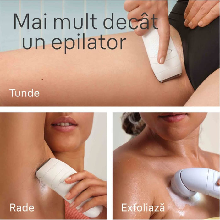 Epilator BRAUN Silk-epil 5 SE5-060, 28 pensete, 2 viteze, 4 accesorii, SmartLight, MicroGrip, Wet&Dry, acumulator, alb-roz flamingo WALTI