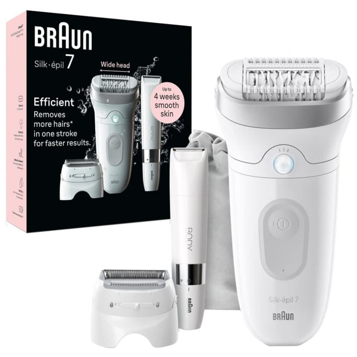 Epilator BRAUN SE7-441, 40 pensete, 2 viteze, 5 accesorii, SmartLight, MicroGrip, Wet&Dry, acumulator, alb-argintiu WALTI