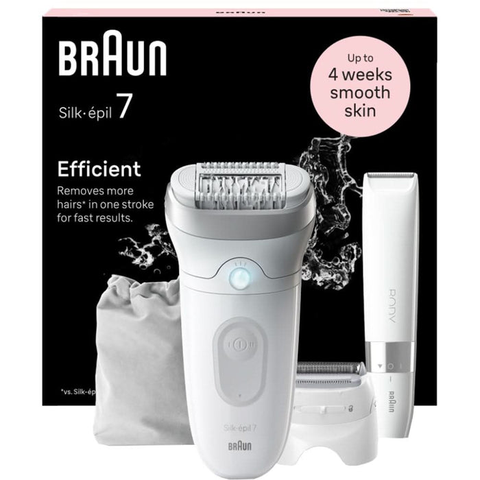 Epilator BRAUN SE7-441, 40 pensete, 2 viteze, 5 accesorii, SmartLight, MicroGrip, Wet&Dry, acumulator, alb-argintiu WALTI
