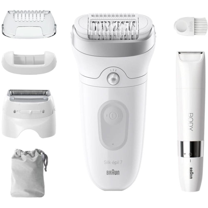 Epilator BRAUN SE7-441, 40 pensete, 2 viteze, 5 accesorii, SmartLight, MicroGrip, Wet&Dry, acumulator, alb-argintiu WALTI